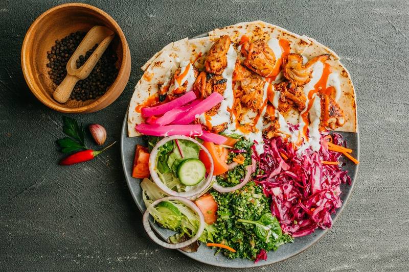 Chicken and lamb skewers on the grill